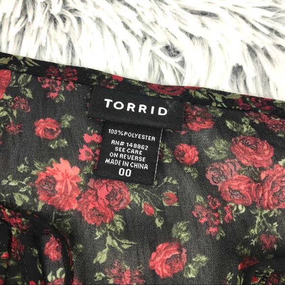 Torrid Sheer Floral Boho Chiffon Peasant Top EUC - Picture 8 of 8